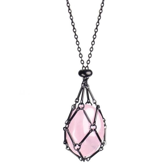 22Inch Interchangeable Crystal Holder Necklace Stainless Steel GemStones Cage
